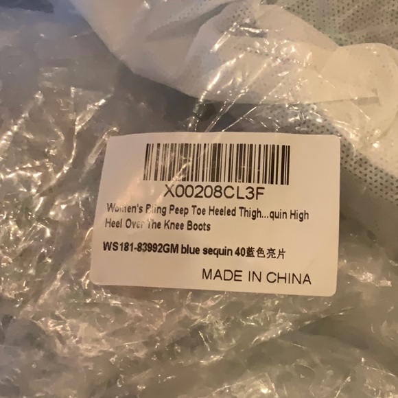 Women's Peep Toe, Thigh High Slouch, Zipper, Sequin Over The Knee Boots US9 EU40 - Picture 12 of 12